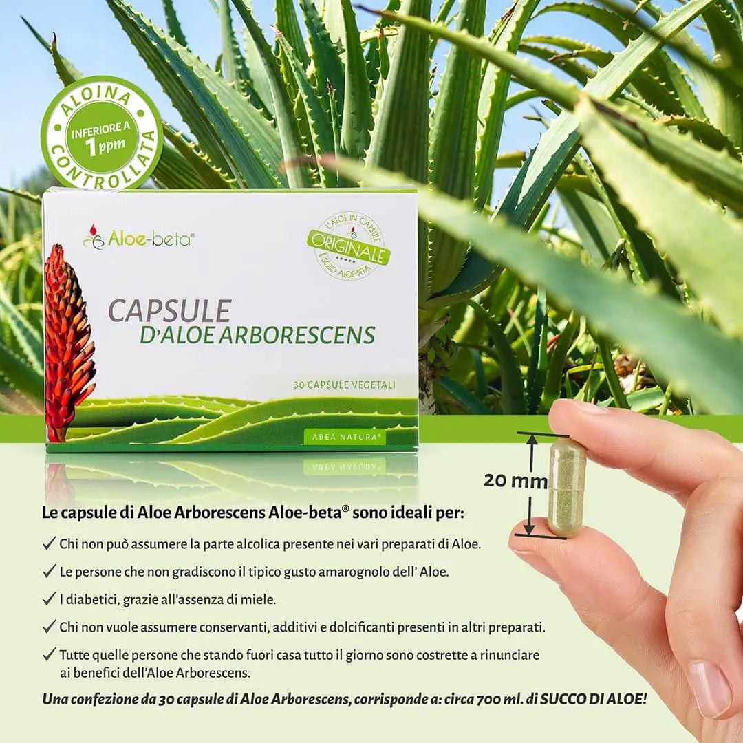 Aloe-beta® Cápsulas de Aloe Arborescens ORGÁNICO 100% puro