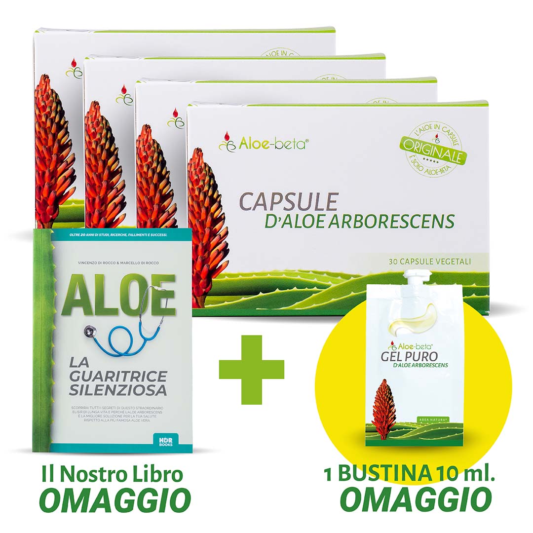 Oferta: 4 Cápsulas de Aloe Arborescens + Libro + Sobre de Gel Puro